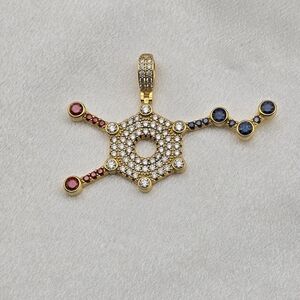 18k Yellow Gold Over Sterling Silver Molecular Dopamine Pendant